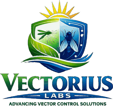 Vectorius Labs — shield emblem with mosquito and fly